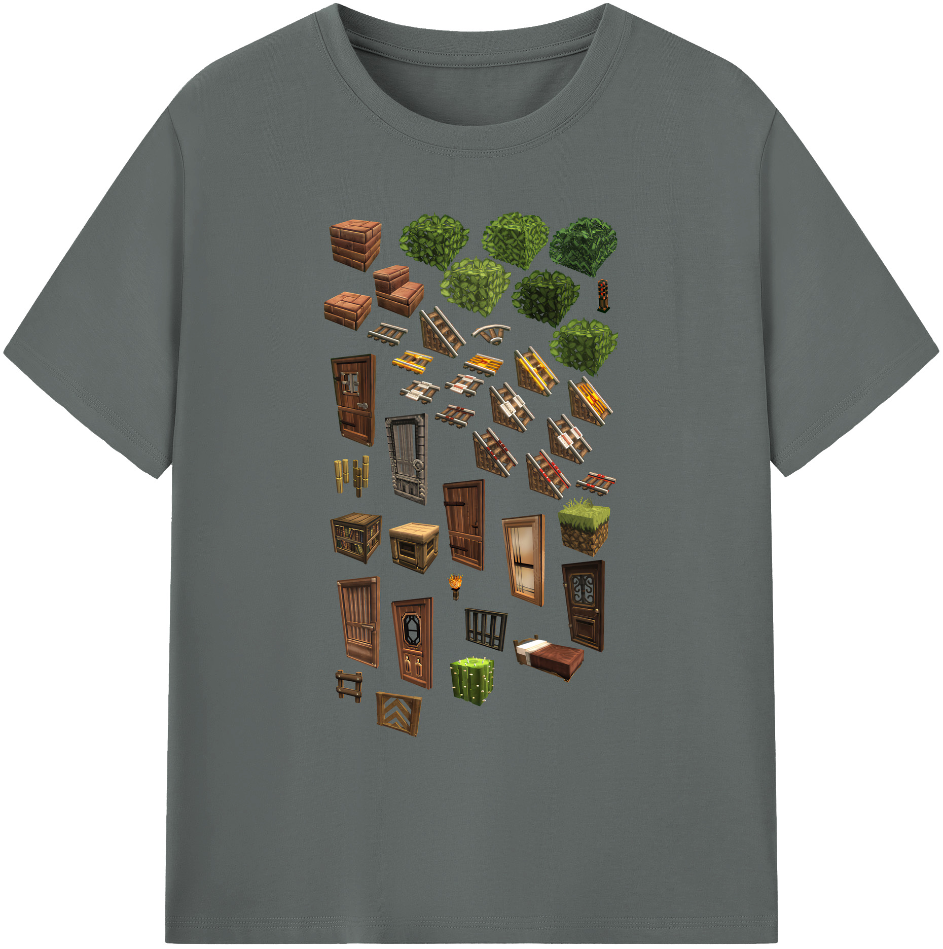 （画像用） マインクラフト ブロックの世界 Minecraft MC Block world 綿100％ メンズ半袖Tシャツ｜肌触りやわらか＆通気性